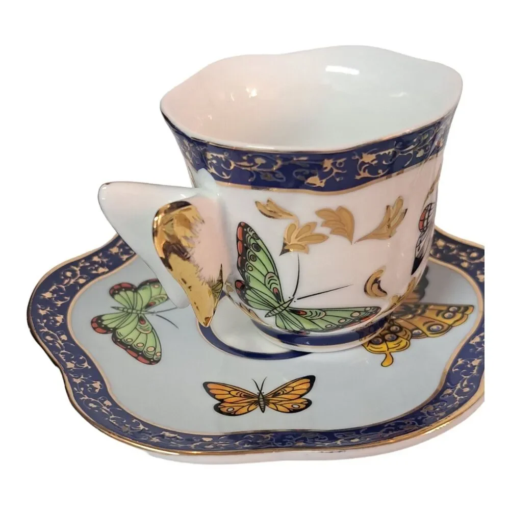 Formalities by Baum Bros Set of 2- Butterflies Demitasse Teacup‎ & Saucer